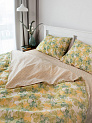 Комплект постельного белья 2спDE'NASTIA(пододеяльник175х210смПростыня215х240смНаволочки 50x70см-2шт)Флёр Орхидеи/Орнамент зеленый/бежевый жатый хлопок 000000000001227503