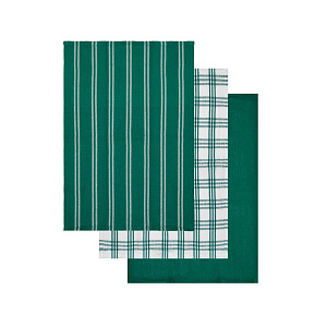 Набор полотенец кухонных 3шт 40х60см LUCKY однотон/клетка/страйп зеленый хлопок 000000000001222086