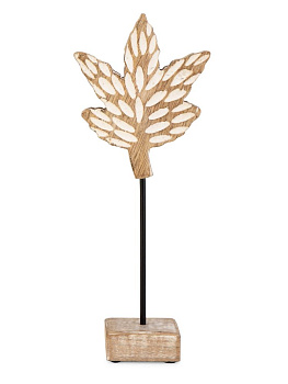 Декоративная фигурка DE'NASTIA 12х6х30см лист Клёна белый дерево манго 000000000001229659