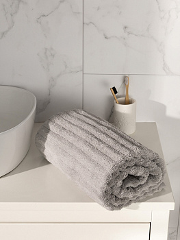 Полотенце махровое 100x150см DE'NASTIA Узкая Волна 500гр серый хлопок 000000000001221595