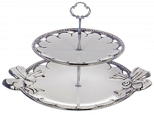 Фруктовница 2-х ярусная фарфор блюдо23х23х2,7см+38х31х4,5см белая упаковка BOWKNOTL Balsford 147-31016 000000000001194025