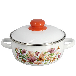 Кастрюля 1,5л СТАЛЬЭМАЛЬ Лилии сферическая форма эмалированная сталь 000000000001114774