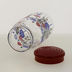 Банка для сыпучих продуктов 1л FACKELMANN Style цветы серая крышка стекло 000000000001194384