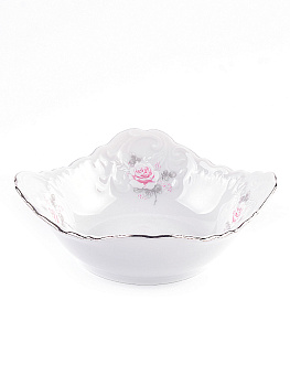 Салатник 24см CMIELOW Рококо Бледная роза прямоугольный отводка платиной фарфор 000000000001214853