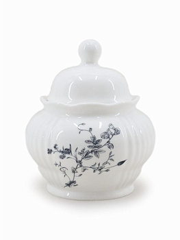 Сахарница 420мл DE'NASTIA Флер Графит белый фарфор 000000000001229633