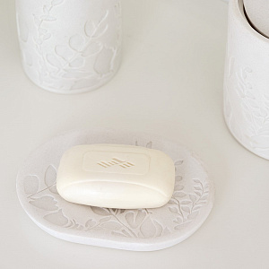 Мыльница DE'NASTIA Тиснение цветы белый полирезина 000000000001213496