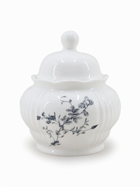 Сахарница 420мл DE'NASTIA Флер Графит белый фарфор 000000000001229633