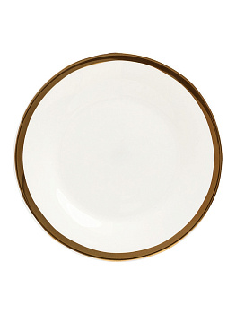 Тарелка десертная 20см LUCKY белая с золотой каймой стеклокерамика 000000000001218951