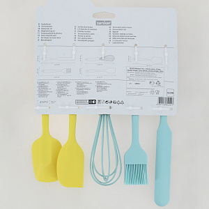 Набор кондитерских инструментов 5предметов FACKELMANN MiniM лопатка кулинарная21,5см скребок 21см венчик лопатка кондитерская 24см кисть силикон сталь 000000000001210503