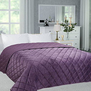 Покрывало 260x260см DE'NASTIA геометрия сиреневый велюр полиэстер 000000000001210254