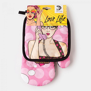 Набор кухонный Этель Love Life Горошек (прихватка 17х17см + рукавица 26х16см) 100%пэ 4437252 000000000001200831