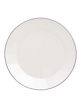 Тарелка обеденная 26,5см DE'NASTIA светло-коричневая кайма белый стеклокерамика 000000000001218968