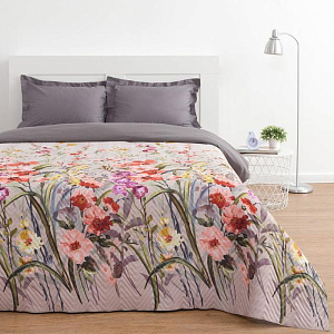 Покрывало Этель "Акварельные цветы" 200х210±5см, коралловый, 100% полиэстер 4796227 000000000001200186