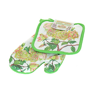Набор прихватка и рукавица Розы Фото-графика Мультидом, хлопок, 2 предмета 000000000001133604