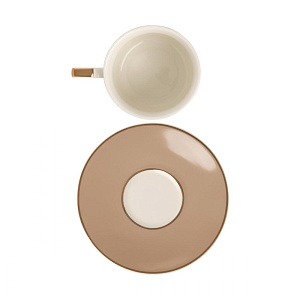 Пара чайная 220мл/блюдце DE'NASTIA Гусиная лапка белый/бежевый фарфор 000000000001221008