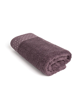 Полотенце махровое 70x140см LUCKY Бордюр горошек коричневый хлопок 000000000001221616