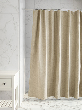 Шторка для ванной 200x200см DE'NASTIA Nature водоотталкивающая бежевый лён/полиэстер 000000000001226769