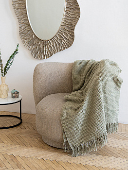 Плед 150x200см DE'NASTIA плетеный зеленый хлопок/шенилл 000000000001230286