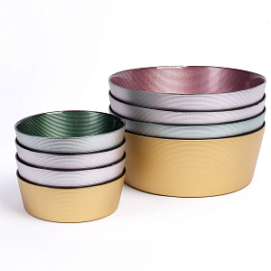 Салатник 13см GLASSCOM прямые бортики зеленый стекло 000000000001211821