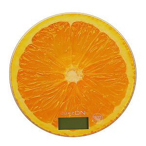 Весы электронные кухонные LuazON LVK-701 до 7 кг, круглые, стекло, "Апельсин"   3549050 000000000001186381