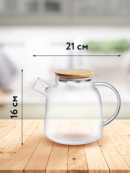 Чайник заварочный 1,2л ND PLAY с бамбуковой крышкой стекло 000000000001212258