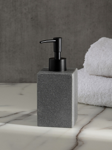 Диспенсер для жидкого мыла 280мл 7x16,5см DE'NASTIA Quadro серый полирезина 000000000001227009