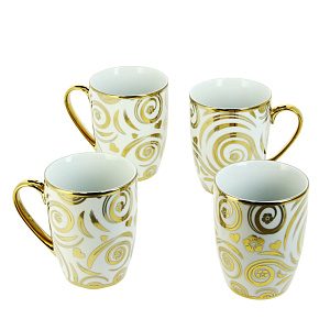 Набор кружек на подставке Золотые Завитки Matissa, 300мл, 4 шт. 000000000001073923