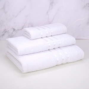 Полотенце махровое 30х60см DINA ME бордюр с 3 полосками белое плотность 380гр/м 100%хлопок 000000000001210271