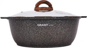 Кастрюля-жаровня 4л KUKMARA Granit Ultra Original стеклянная крышка антипригарное покрытие литой алюминий 000000000001204823