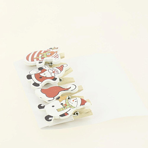 Прищепки деревянные Новый Год 4шт в ассортименте 3-0034 000000000001202678