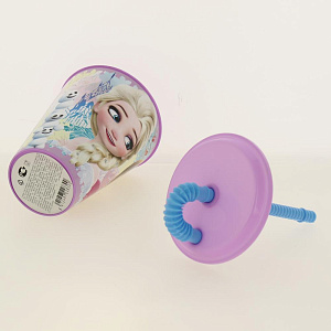 Стакан пластиковый 430мл с соломинкой и крышкой спортивный Холодное сердце Цветы Stor 265221/22830 000000000001193189