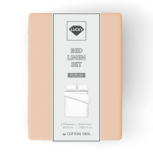 Комплект постельного белья 2,0сп LUCKY (пододеяльник, наволочки 50х70см-2шт) персиковый поплин хлопок 100% 000000000001216644