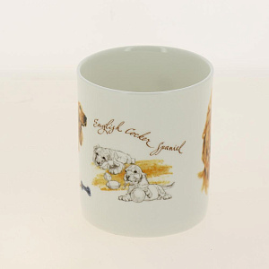 Кружка костяной фарфор 420 мл, Человек собаке друг Спаниель,КРС-609 000000000001193683