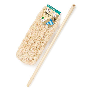 Швабра 70-130см DE'NASTIA ручка телескоп насадка Soft бежевый сталь/микрофибра 000000000001222328