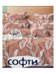Комплект постельного белья 1,5сп 50х70см-2шт СОФТИ Папоротник терракотовый полиэстер/хлопок 000000000001227694