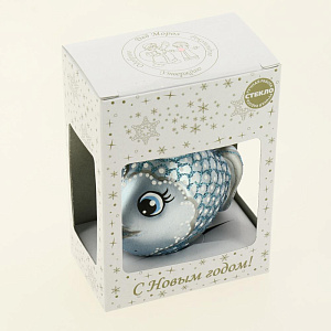 Декоративное украшение Рыбка 8см БИРЮСИНКА голубой стекло 000000000001207664