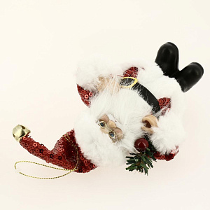 Новогодняя подвесная фигурка Дед Мороз в красной шубке из пластика и ткани 9x5x13см 81517 000000000001201762