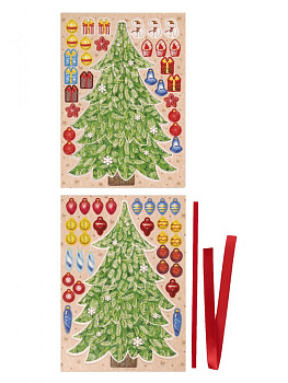 Новогодний набор для творчества Елочка со снежинками (заготовка елки из картона, елочные игрушки из картона, лента, скотч) 13х20х0,9 000000000001191295