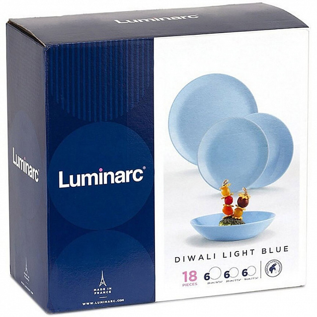 DIWALI LIGHT BLUE Набор столовой посуды 18 предметов LUMINARC опал 000000000001186957