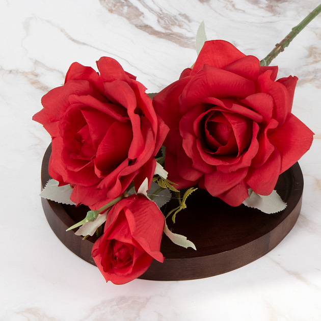 Цветок искусственный Роза 3 бутона 64см красная 000000000001218327