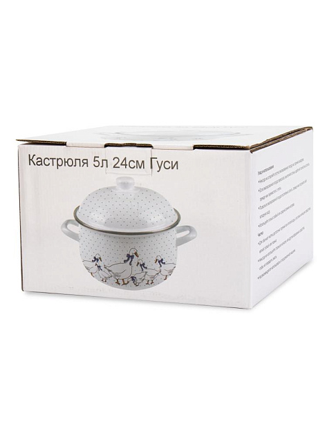 Кастрюля 5л 24см Гуси эмаль 000000000001230488