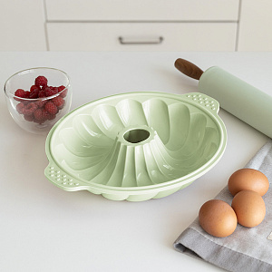 Форма для выпечки 28x6,5см DE'NASTIA с отверстием мятный силикон 000000000001219665