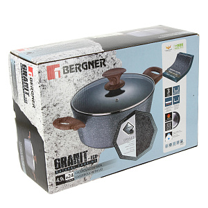 Кастрюля Granit-Eco Bergner, 4.9л, алюминий 000000000001166835