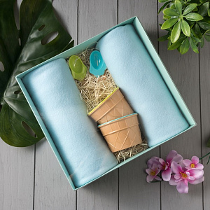 Подарочный набор LoveLife "Summer" (плед 150х130см голубой + формочки для мороженного) 4785070 000000000001200184