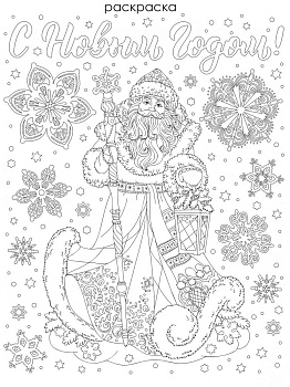 Оконное украшение Дед Мороз из ПВХ пленки (крепится посредством статического эффекта) с раскраской на картонной подложке / 30x38см а 000000000001191183