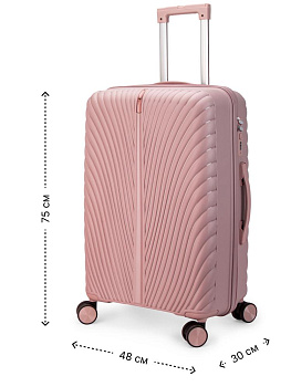 Чемодан на колесах L (48х30х75см) молния розовый PP 000000000001226542