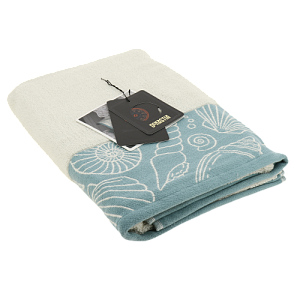 Полотенце 70х130см DE'NASTIA РАКУШКИ (новые) молочный/бирюзовый хлопок 000000000001208566