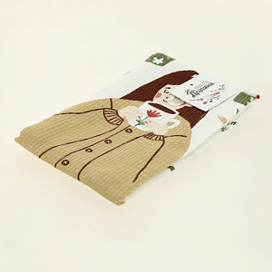 Полотенце кухонное 35х60см Доляна Дома не скучно 160гр 100%хлопок 000000000001206673