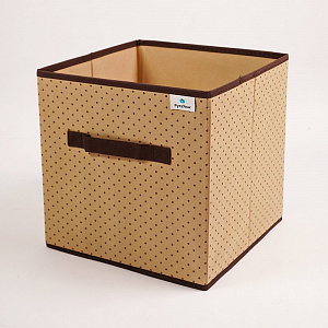 Коробка для хранения 30x30x30см РУТАУПАК ГОРОХ квадрат без крышки ручки ткань 000000000001211966