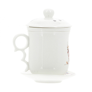 Кружка с блюдцем и ситом Птицы на ветке ТимА 000000000001132893